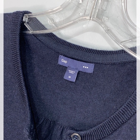 Navy Blue Leaf Design Loft 3/4 Sleeve Cardigan - Picture 3 of 3